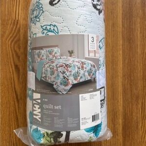 King Quilt Set - Multicolor Floral Design